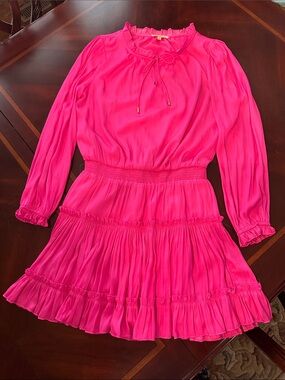 Skies Are Blue Bright Pink Ruffle Tiered Mini Dress